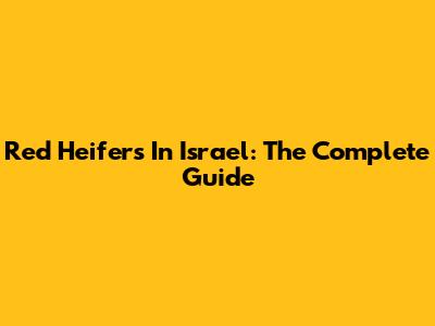 Red Heifers In Israel: The Complete Guide