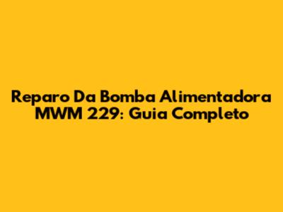 Reparo Da Bomba Alimentadora MWM 229: Guia Completo