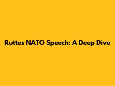 Rutte's NATO Speech: A Deep Dive