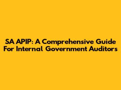SA APIP: A Comprehensive Guide For Internal Government Auditors