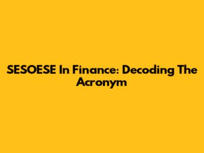 SESOESE In Finance: Decoding The Acronym