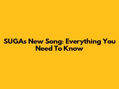 SUGA's New Song: Everything You Need To Know