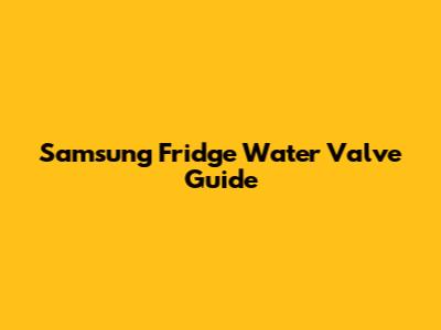 Samsung Fridge Water Valve Guide