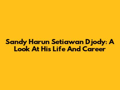 Sandy Harun Setiawan Djody: A Look At His Life And Career