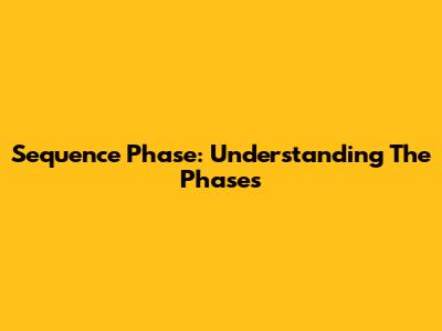 Sequence Phase: Understanding The Phases