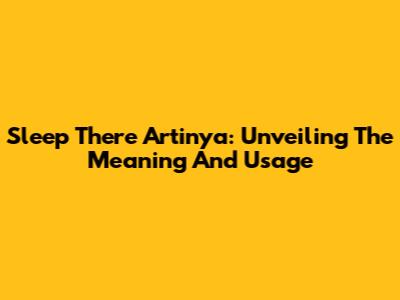Sleep There Artinya: Unveiling The Meaning And Usage