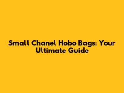 Small Chanel Hobo Bags: Your Ultimate Guide