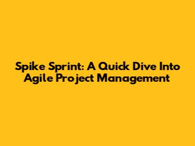 Spike Sprint: A Quick Dive Into Agile Project Management