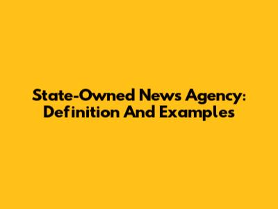 State-Owned News Agency: Definition And Examples