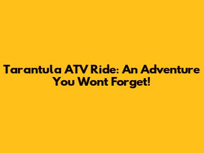 Tarantula ATV Ride: An Adventure You Won't Forget!