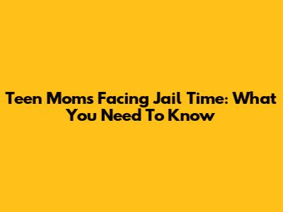 Teen Moms Facing Jail Time: What You Need To Know