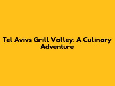 Tel Aviv's Grill Valley: A Culinary Adventure