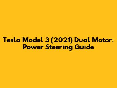 Tesla Model 3 (2021) Dual Motor: Power Steering Guide