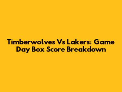 Timberwolves Vs Lakers: Game Day Box Score Breakdown