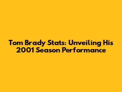 Tom Brady Stats: Unveiling His 2001 Season Performance