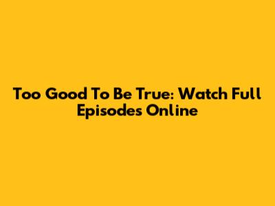Too Good To Be True: Watch Full Episodes Online