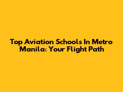 Top Aviation Schools In Metro Manila: Your Flight Path