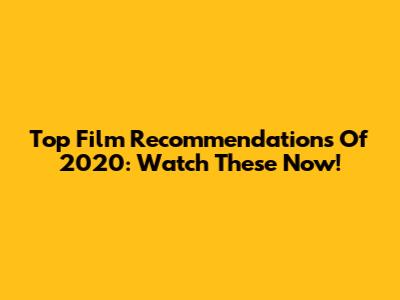 Top Film Recommendations Of 2020: Watch These Now!