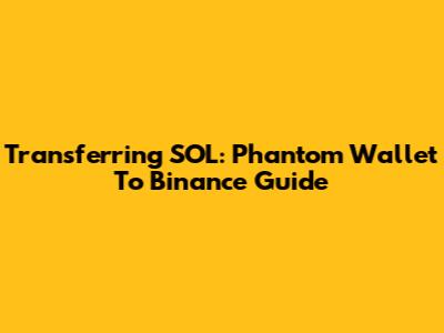 Transferring SOL: Phantom Wallet To Binance Guide