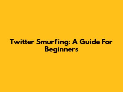 Twitter Smurfing: A Guide For Beginners