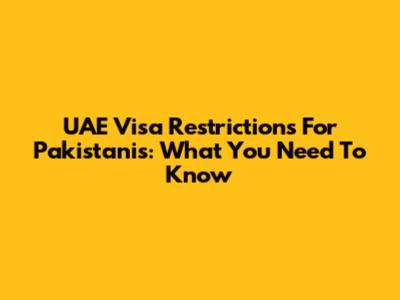 UAE Visa Restrictions For Pakistanis: What You Need To Know