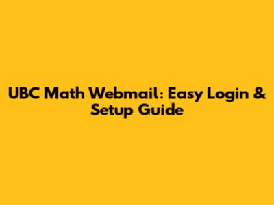 UBC Math Webmail: Easy Login & Setup Guide