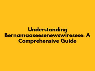 Understanding Bernamaaseesenewswiresese: A Comprehensive Guide