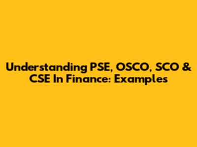 Understanding PSE, OSCO, SCO & CSE In Finance: Examples