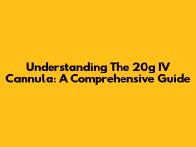 Understanding The 20g IV Cannula: A Comprehensive Guide