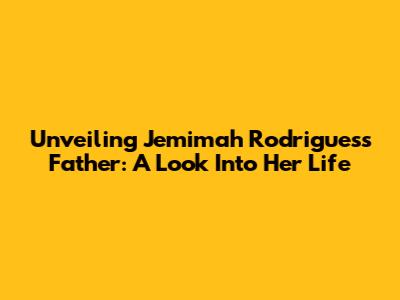 Unveiling Jemimah Rodrigues's Father: A Look Into Her Life