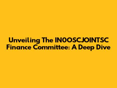 Unveiling The IN0OSCJOINTSC Finance Committee: A Deep Dive