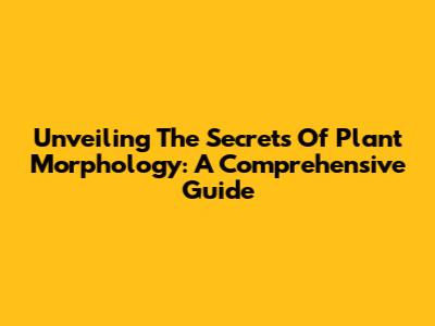 Unveiling The Secrets Of Plant Morphology: A Comprehensive Guide