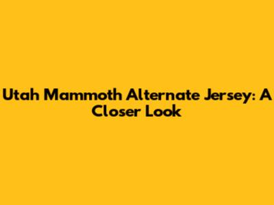 Utah Mammoth Alternate Jersey: A Closer Look
