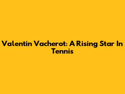 Valentin Vacherot: A Rising Star In Tennis