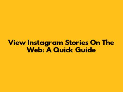 View Instagram Stories On The Web: A Quick Guide