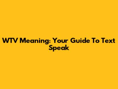 WTV Meaning: Your Guide To Text Speak