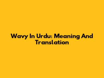 Wavy In Urdu: Meaning And Translation