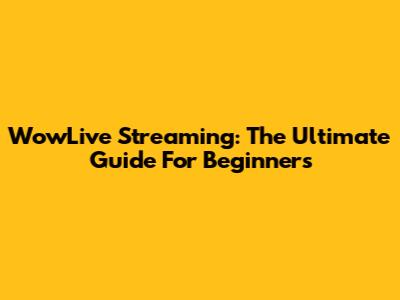 WowLive Streaming: The Ultimate Guide For Beginners