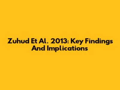 Zuhud Et Al. 2013: Key Findings And Implications